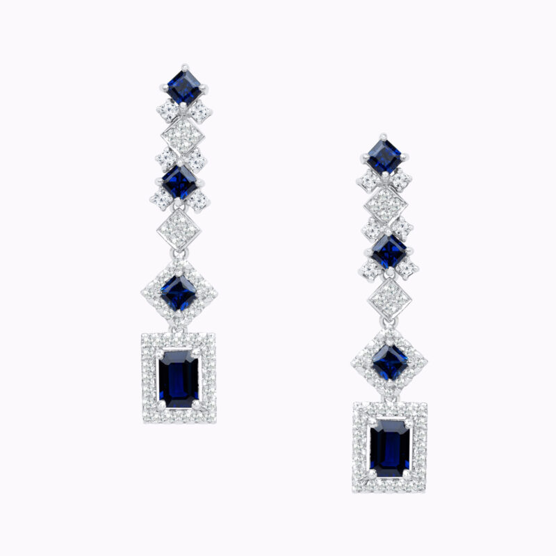 Blue Sapphire and Diamond Drop Earrings
