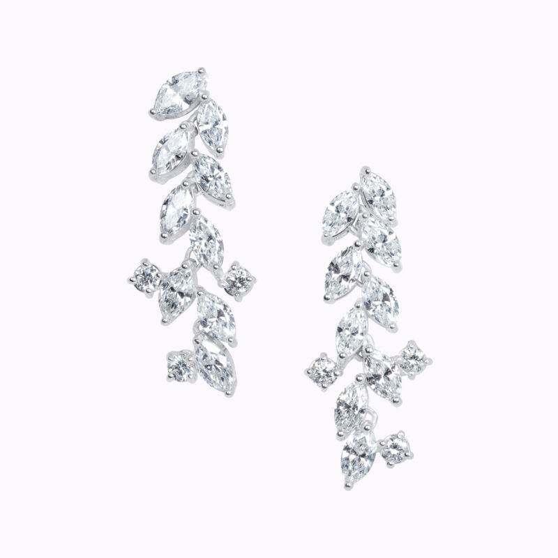Vine Drop Earrings with Diamonds