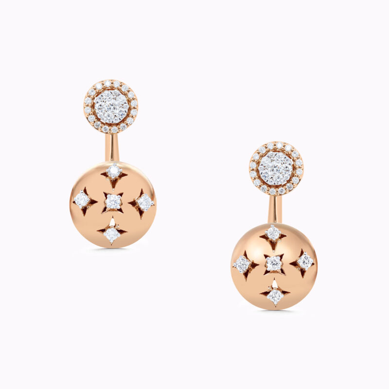 Two Tone Star Diamond Jacket Earrings