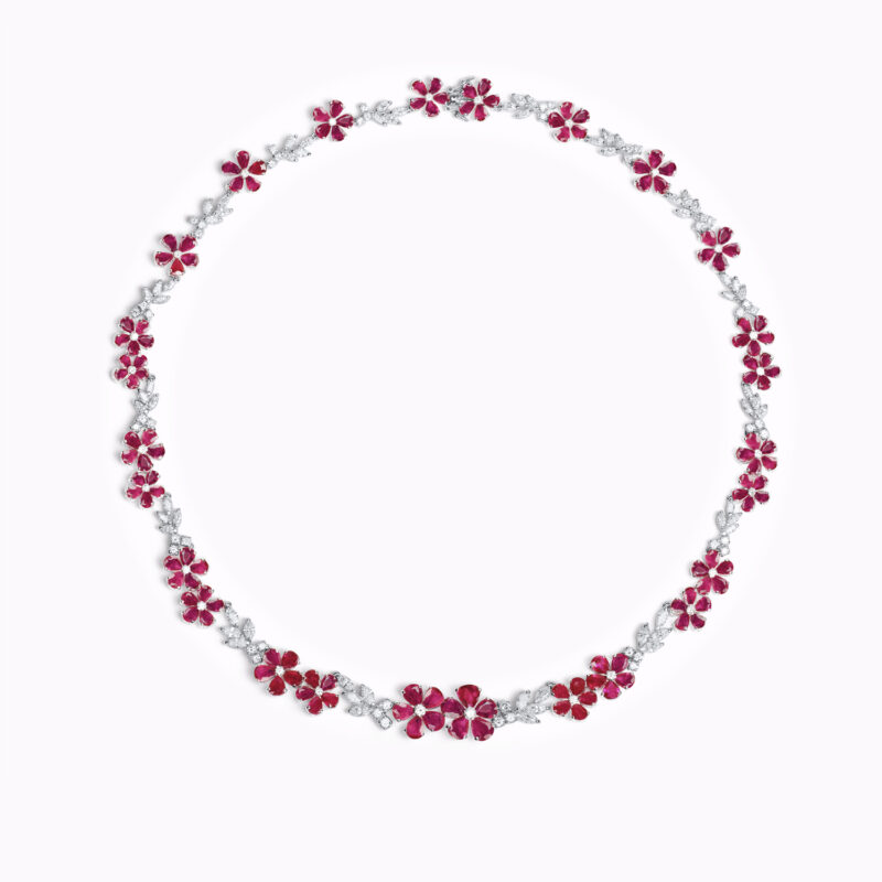 Ruby Bloom and Diamond Necklace