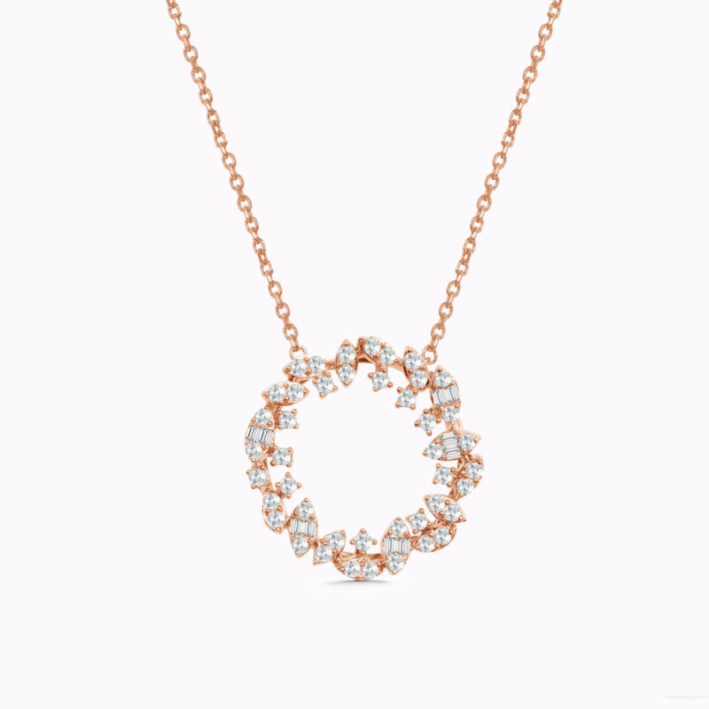 Leaf Circle Diamond Pendant