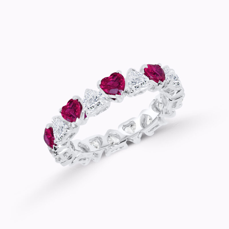 Heart Ruby and Diamond Eternity Ring