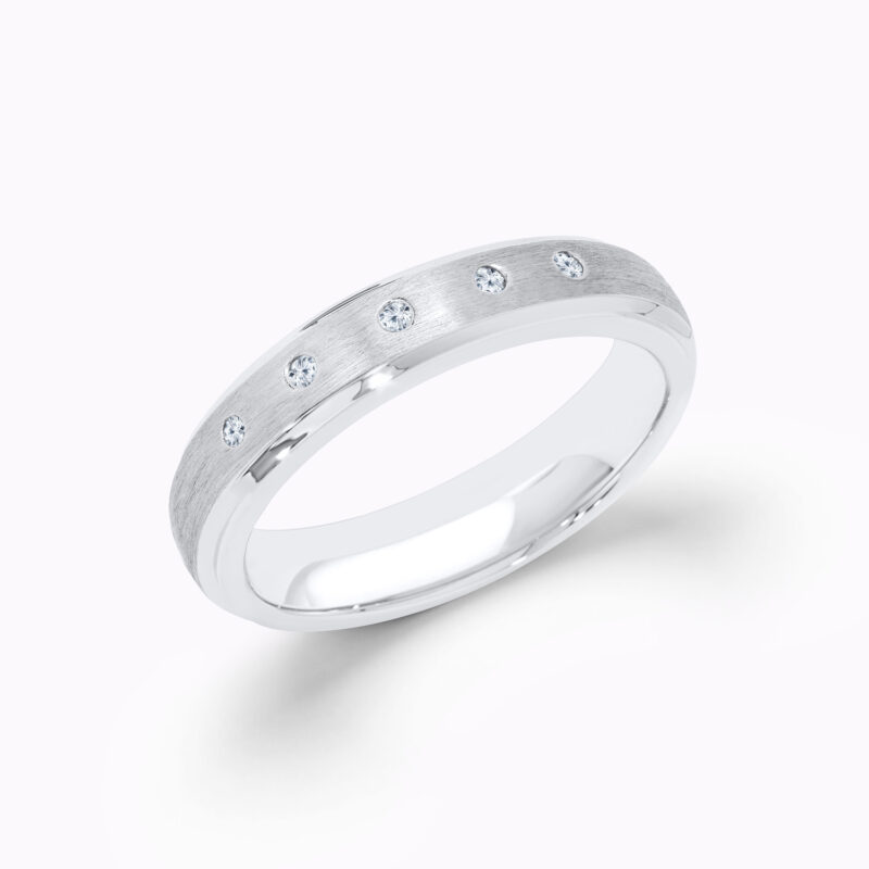 Flush-Set Round Diamond Satin Ring