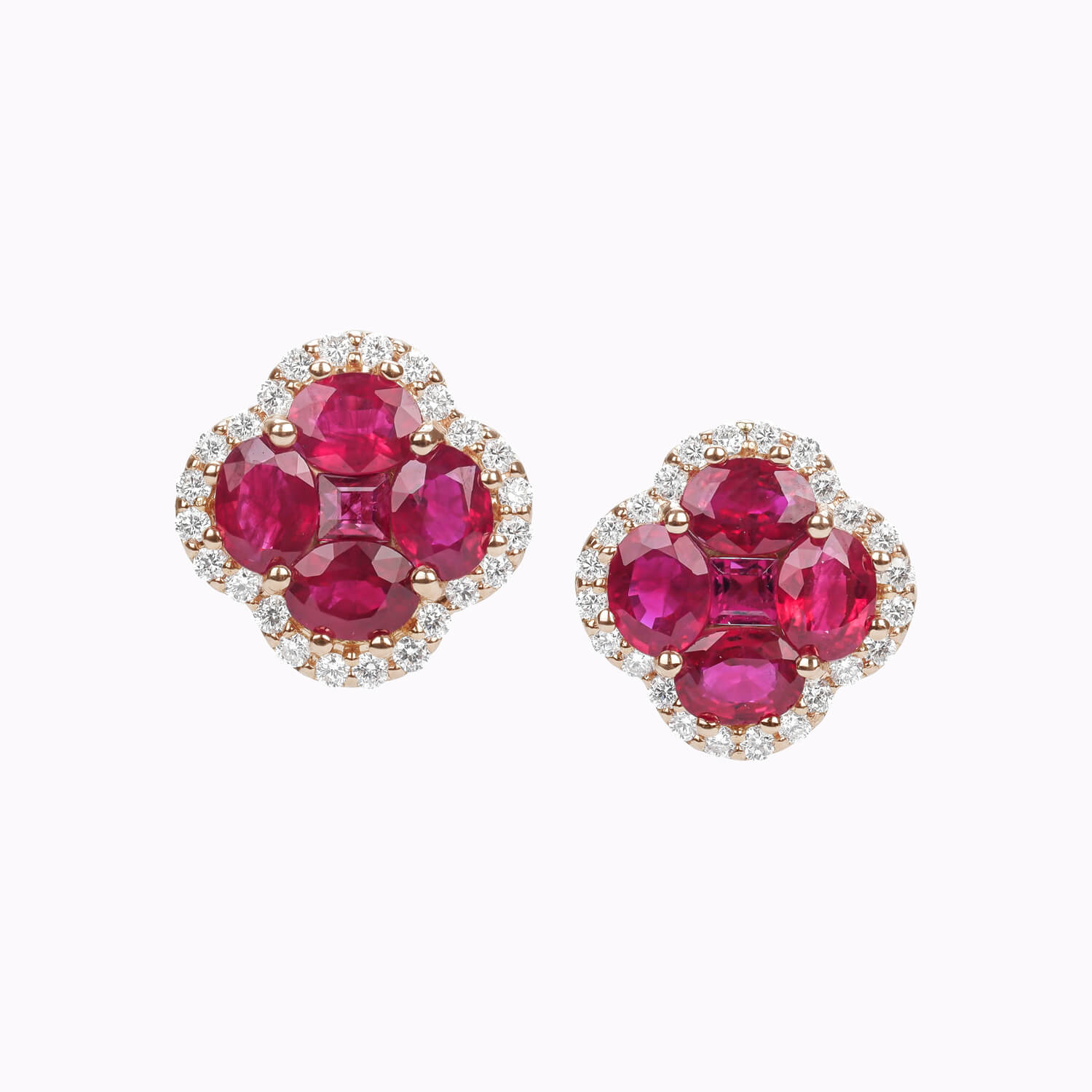 Blooming Ruby & Diamond Earrings