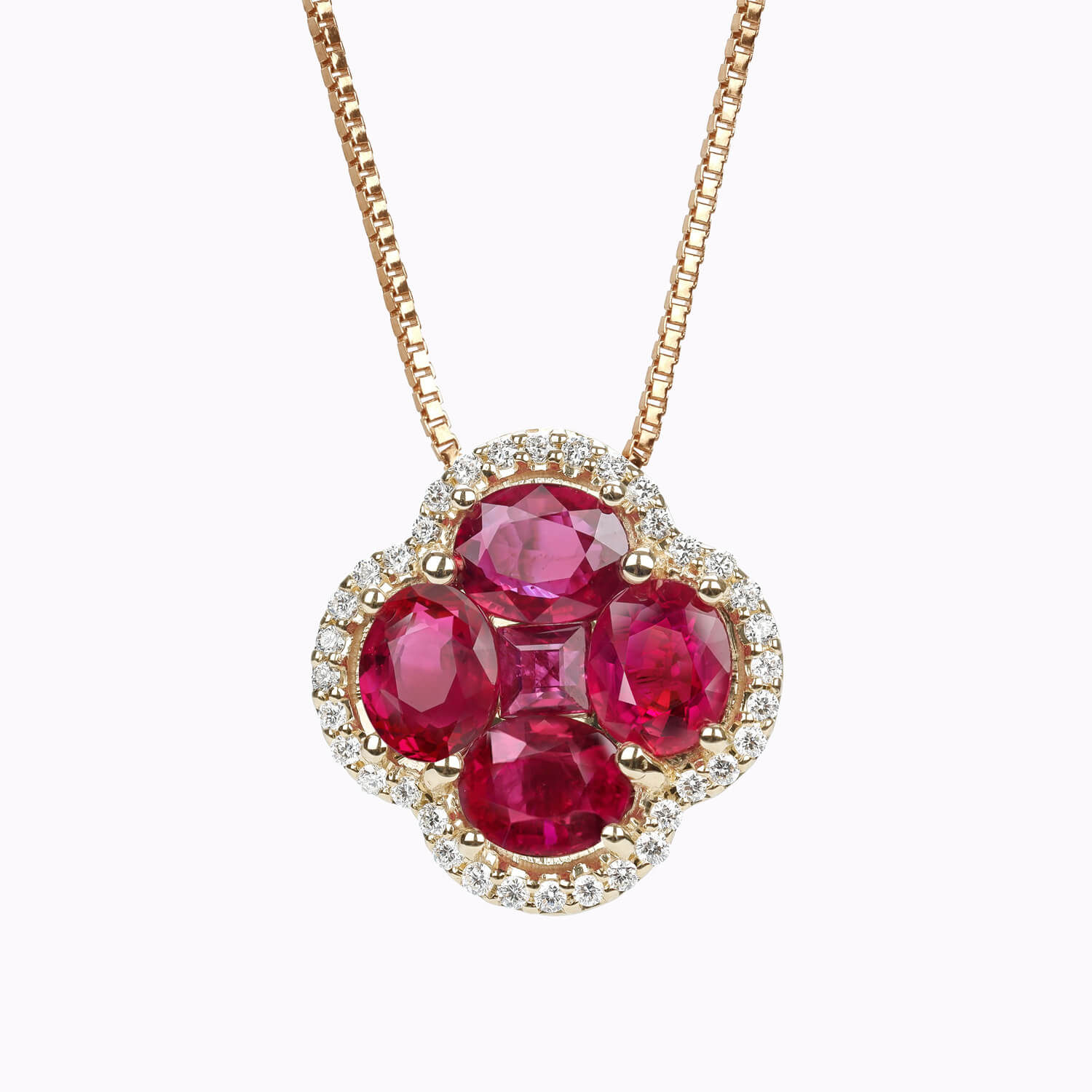 Large Blooming Ruby & Diamond Pendant