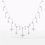 Dangling Diamond Floral Necklace