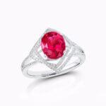 Oval Ruby and Diamond Criss Cross Ring
