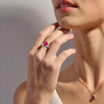 Oval Ruby and Diamond Criss Cross Ring - Image 2