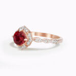Vintage Ruby Floral Halo Ring - Image 3