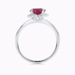 Oval Ruby and Diamond Halo Ring - Image 3