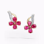 Flower Ruby and Diamond Earrings
