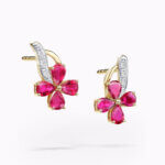 Flower Ruby and Diamond Earrings - Image 2