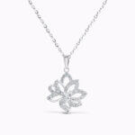 Diamond Sunburst Lotus Pendant