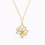 Yellow Diamond Sunburst Lotus Pendant
