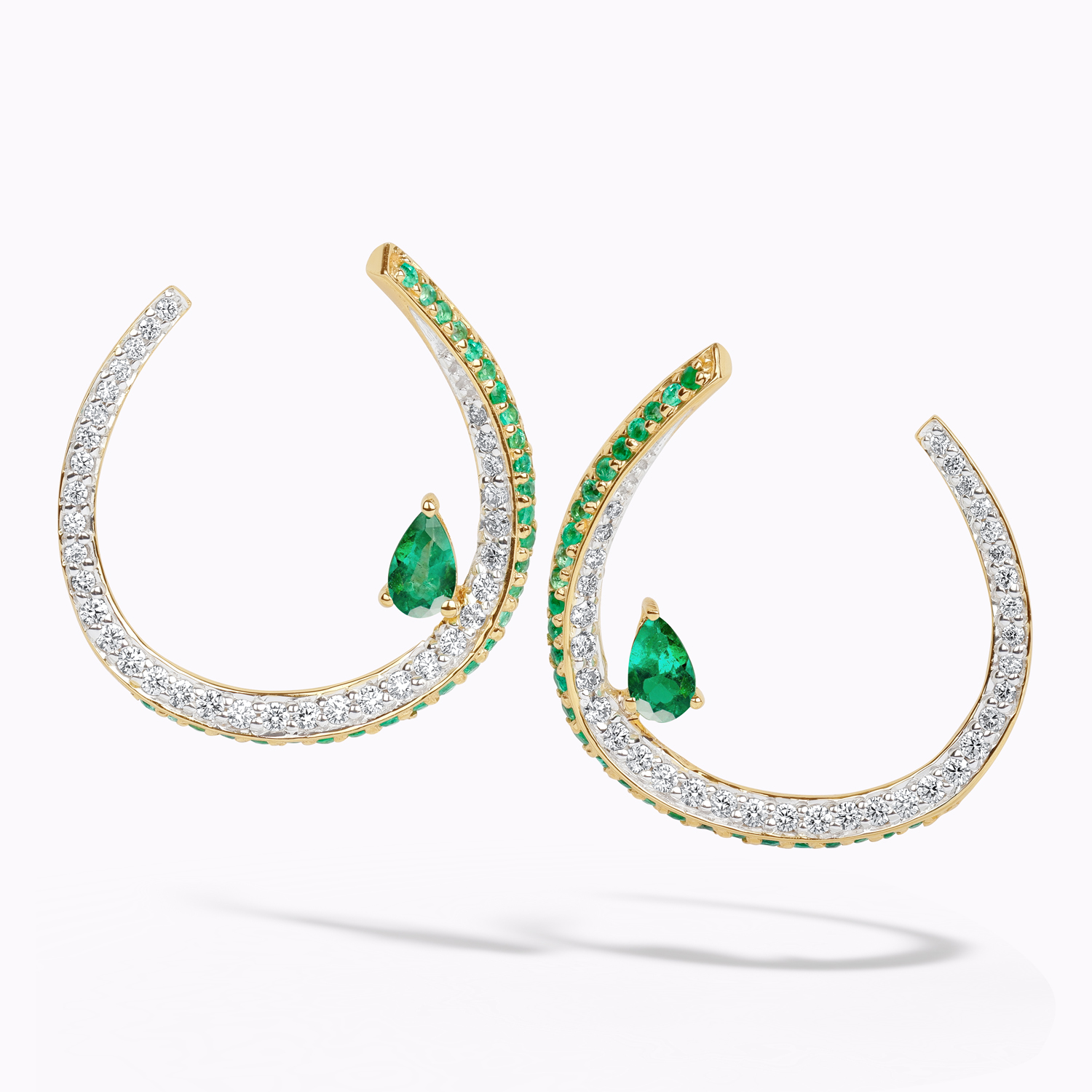 Emerald Crescent Earrings